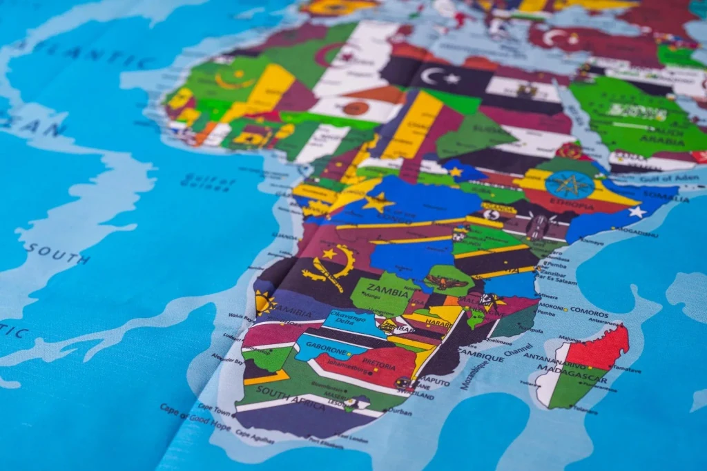 Map of Africa represented through national flags